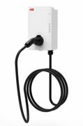 Hvid ABB Terra V2 11 kW ladeboks med fast sort Type 2-kabel